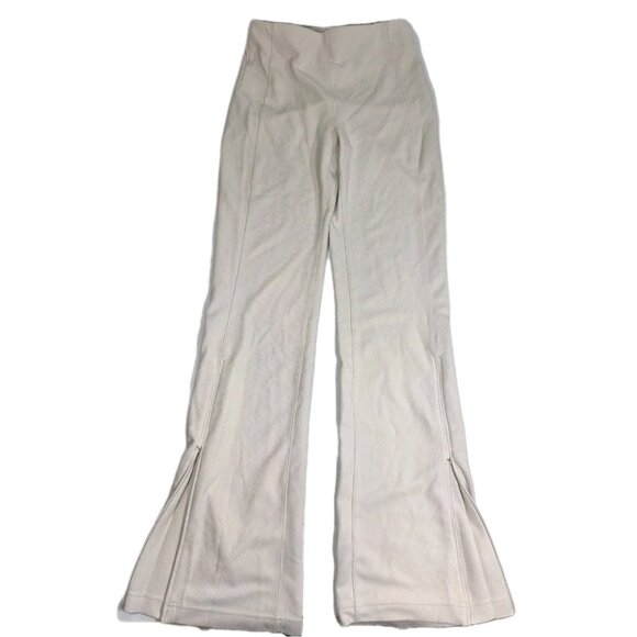 Women’s Lululemon Ribbed Softstreme Flare Leg Pants Size 6 Bone Off White - Picture 2 of 9